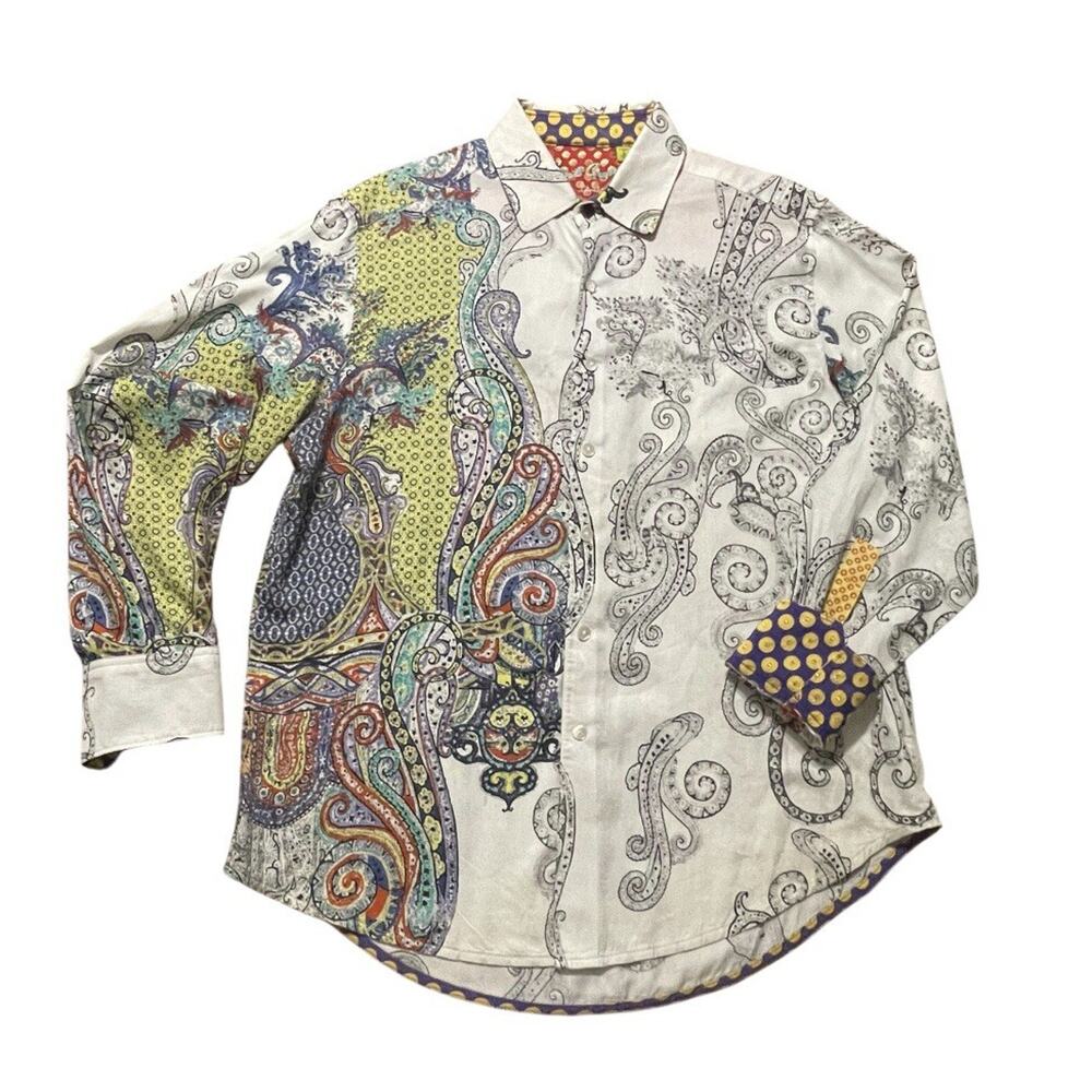 Robert Graham Marky Mark Shirt Mens Large White Limited Edition Embroidered
